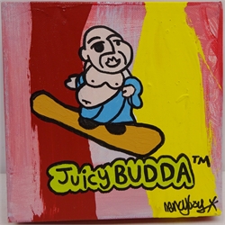  Stuart Semple 'NancyBoy' (British Contemporary 1980-): 'Juicy Budda', oil on canvas signed 20cm x 20cm unframed    