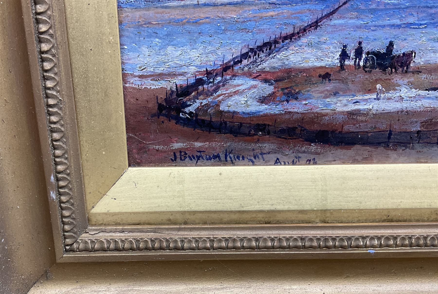 John William Buxton Knight RBA (British 1842-1908): View Towards Arnside and Shore Scene, two oils on canvas signed and dated '93, 24cm x 30cm (2) 