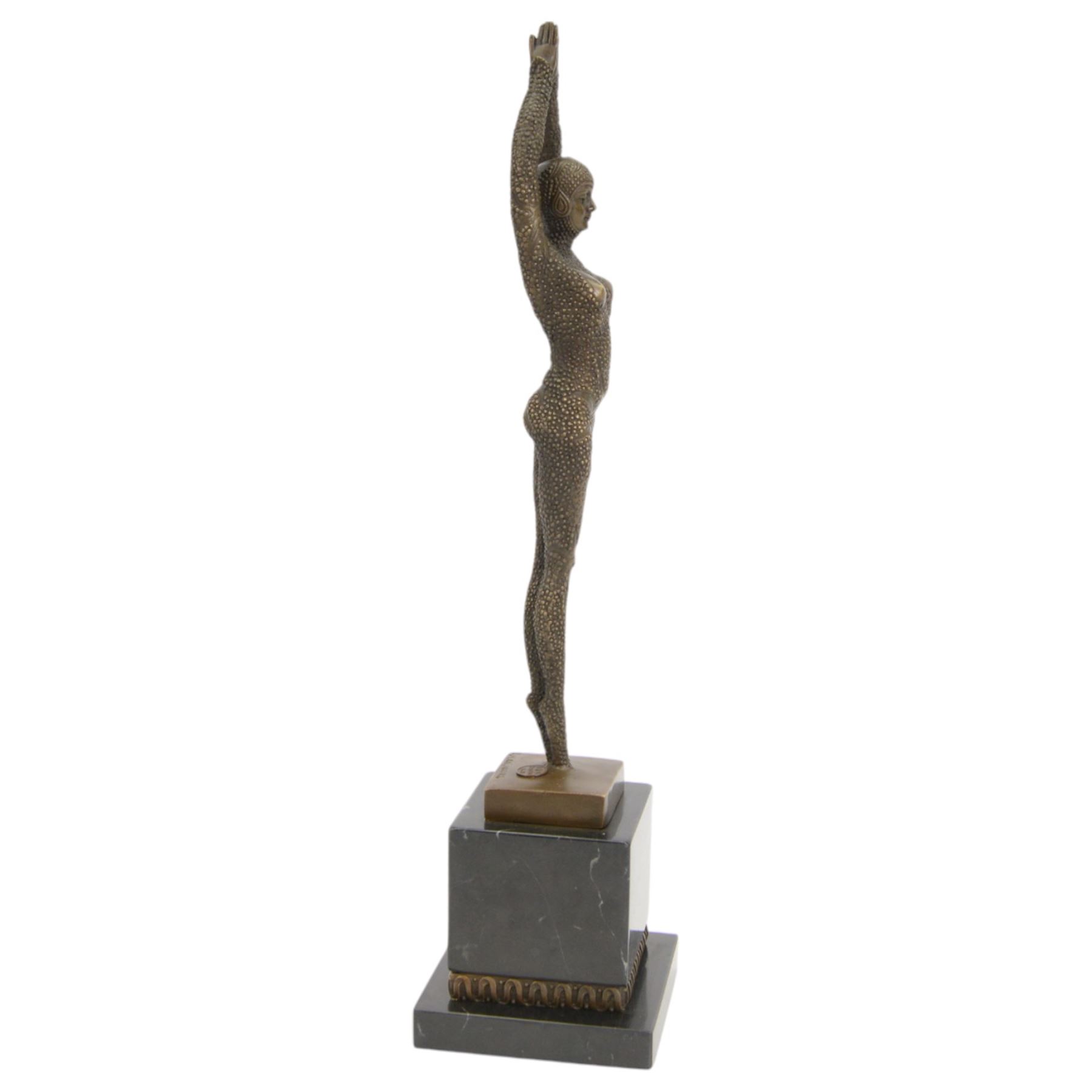 Art Deco style bronze, Starfish dancer, upon a black marble plinth, signed and with foundry mark, H47cm