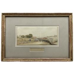 George Weatherill (British 1810-1890): 'Whitby from Stainsacre Lane', watercolour unsigned 11cm x 25cm 