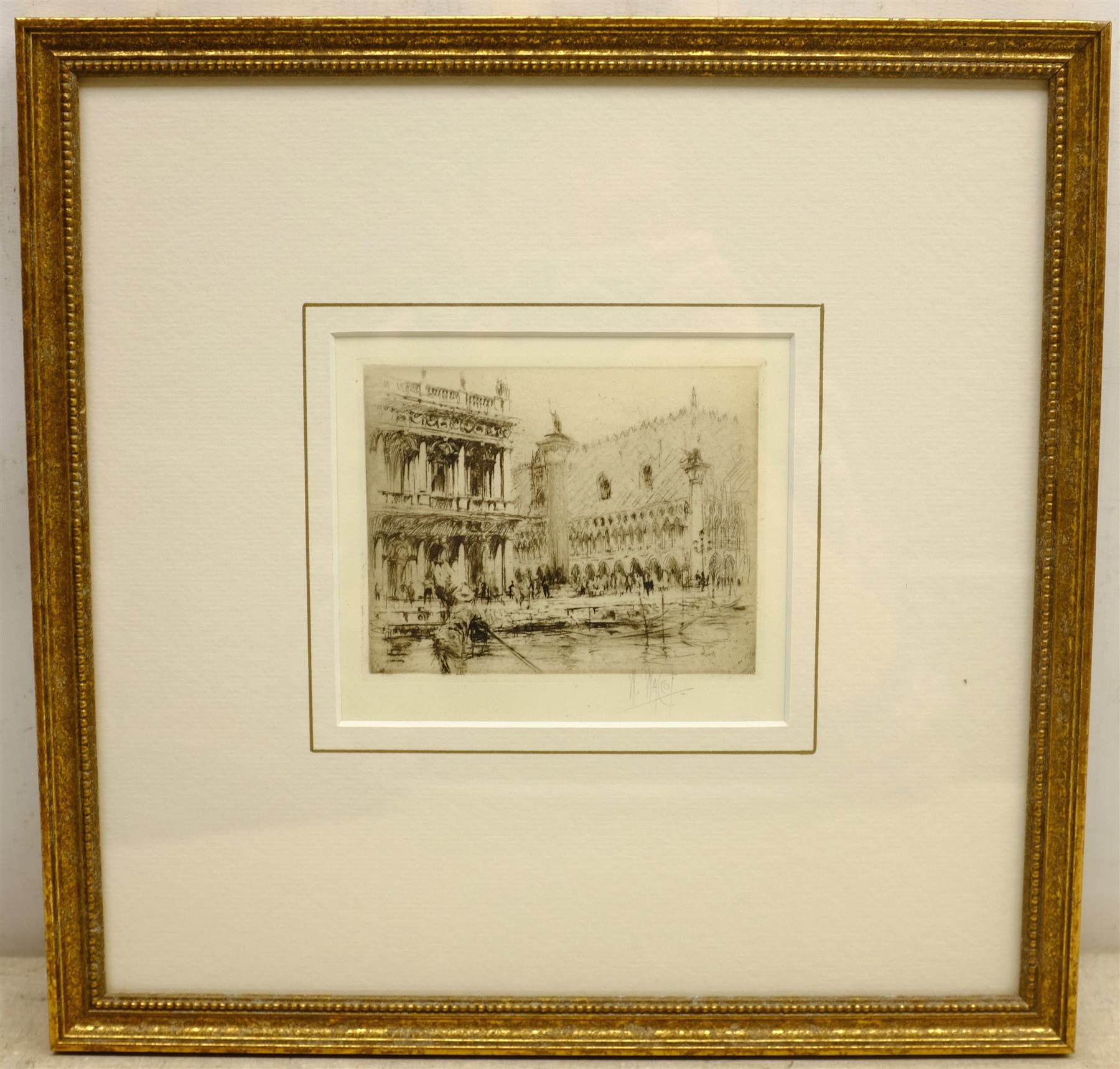  William Walcot (British 1874-1943): 'Piazza San Marco, Venice', drypoint etching signed in pencil pub. 1917, 10cm x 12.5cm  
