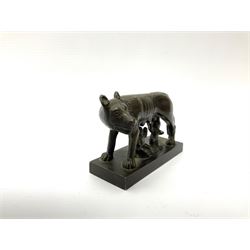 A small Grand Tour style bronze, modelled as Romulus, Remus and the wolf, L10cm. 