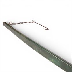 Green painted yoke with iron fittings and hooks, L118cm
