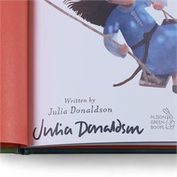Nine signed first edition Julia Donaldson children's books, comprising The Bowerbird, The Detective Dog, Colours Colours Everywhere, Superworm, The Tooth Fairy and The Crocodile, Teeny Weeny Genie, A Pocketful of Songs, Book of Names and The Oak Tree