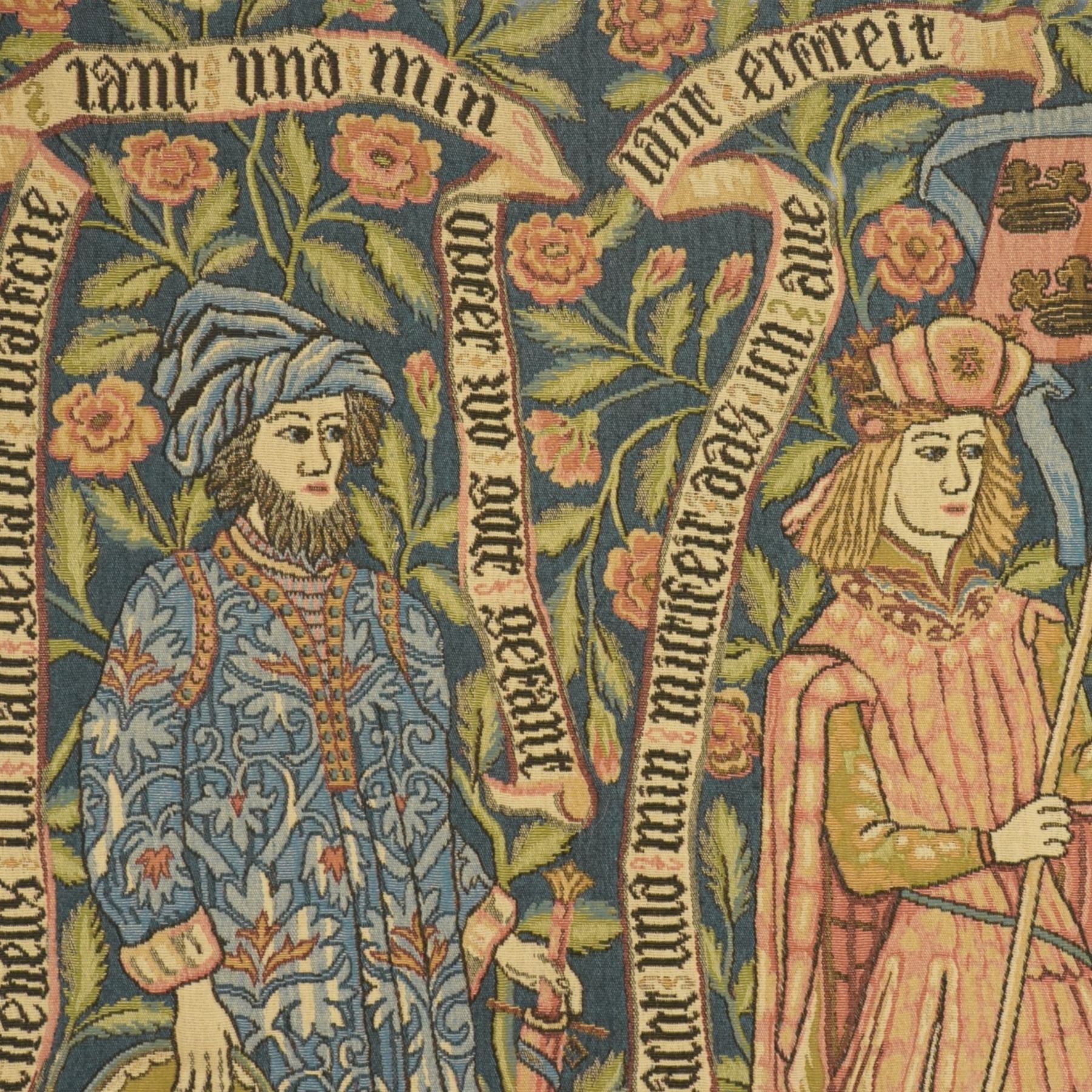 French 20th century Louvieres tapestry, 'Les Chevaliers' or 'The Knights', after a 15th century example,  130cm x 205cm