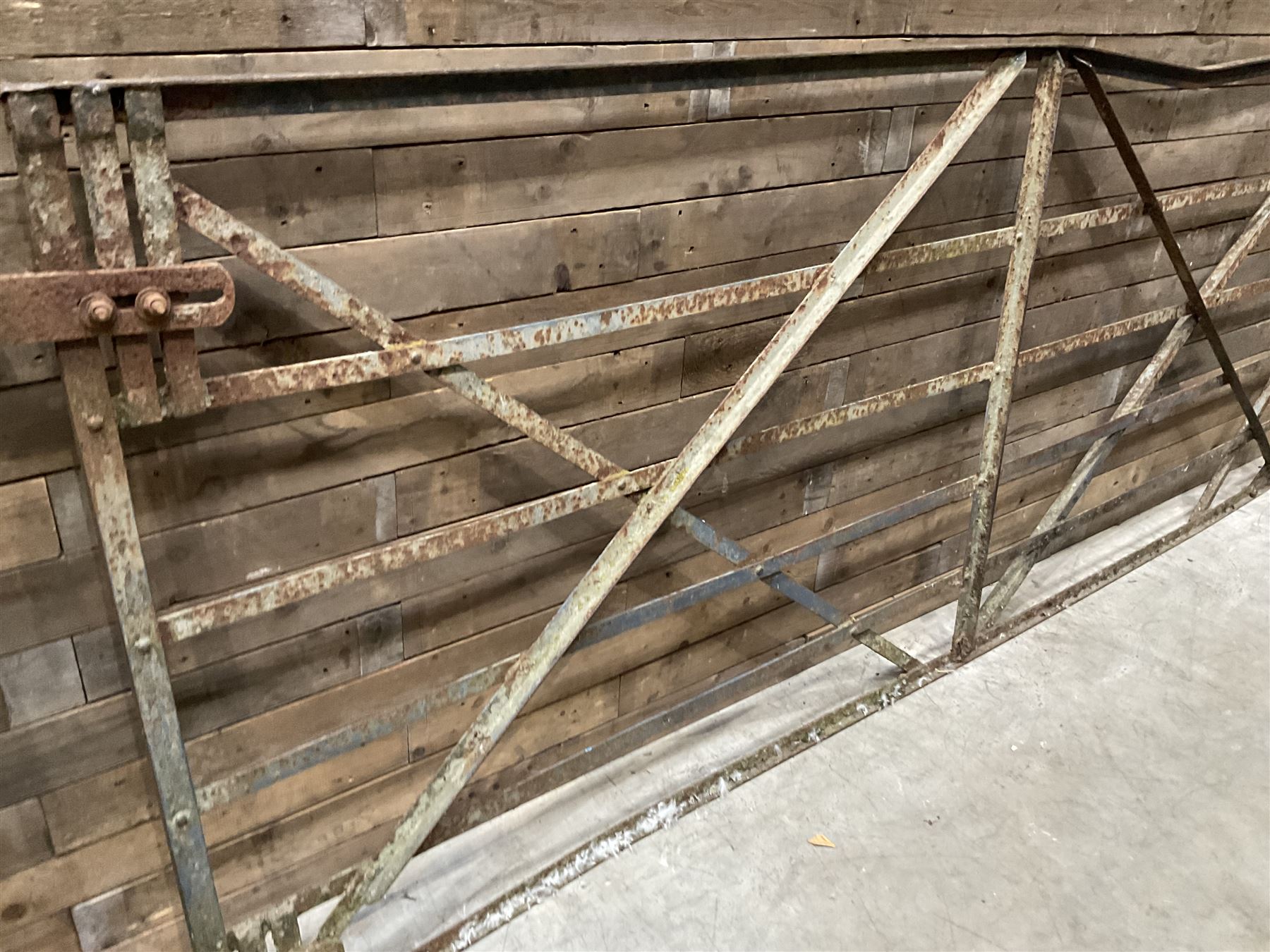 Large wrought metal country driveway or field gate (W324cm, H125cm)and a similar pedestrian gate (W110cm, H108cm)