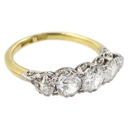 Early 20th century gold old cut five stone diamond ring by Charles Green & Sons, stamped CG&S 18ct, total diamond weight approx 1.50 carat