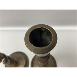 Pair of Victorian brass barley twist candle sticks, H30cm