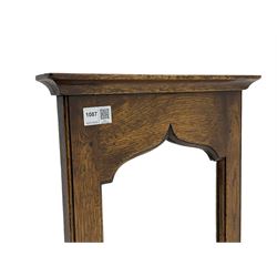 Traditional oak hall mirror, with key hooks