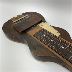 Scratch built hardwood Hawaiian electric guitar with eight strings L82cm