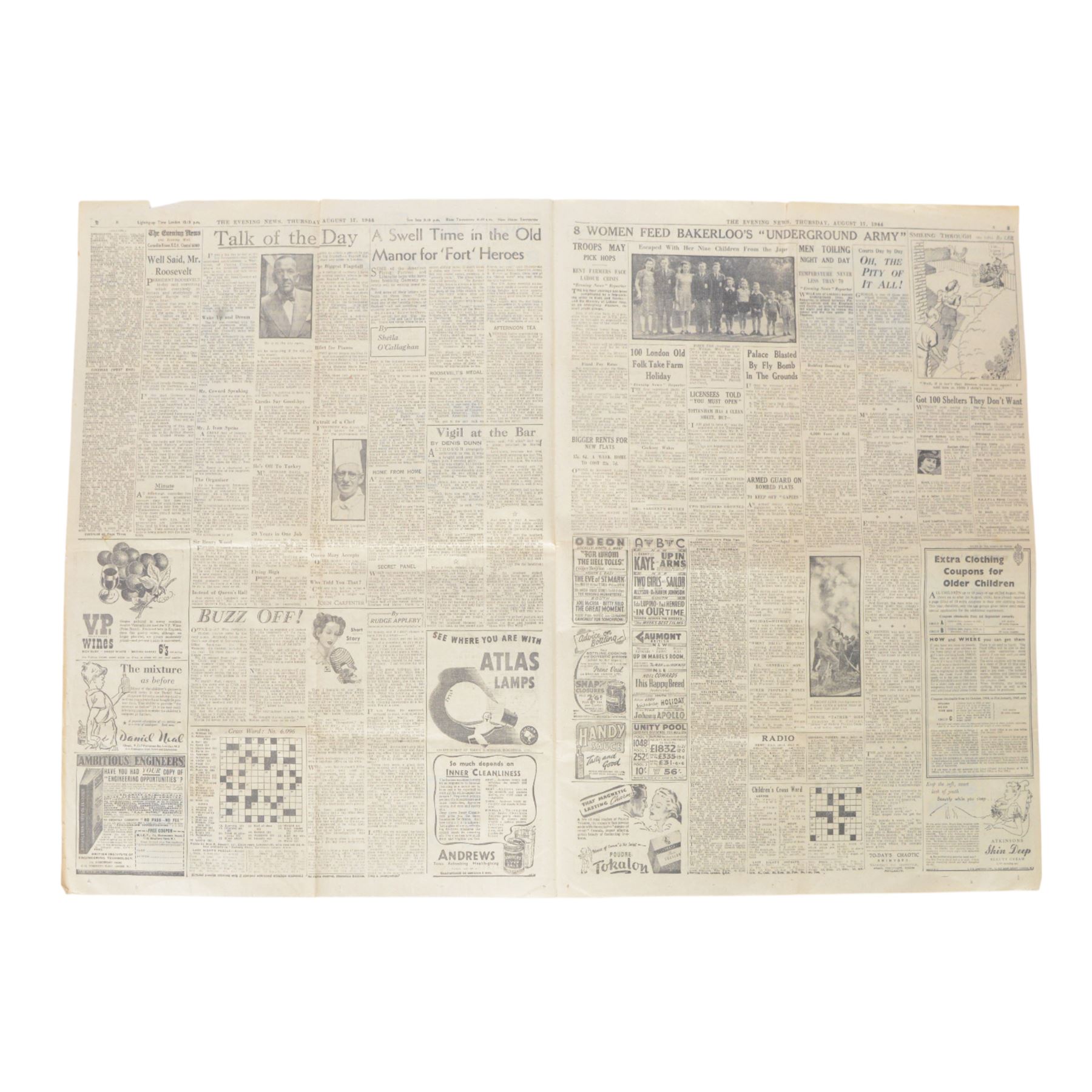 Newspaper: The Evening News, Thursday August 17 1944, Riviera: 500 Square Miles Taken 