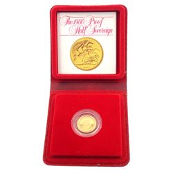 Queen Elizabeth II 1980 gold proof half sovereign coin, cased with certificate