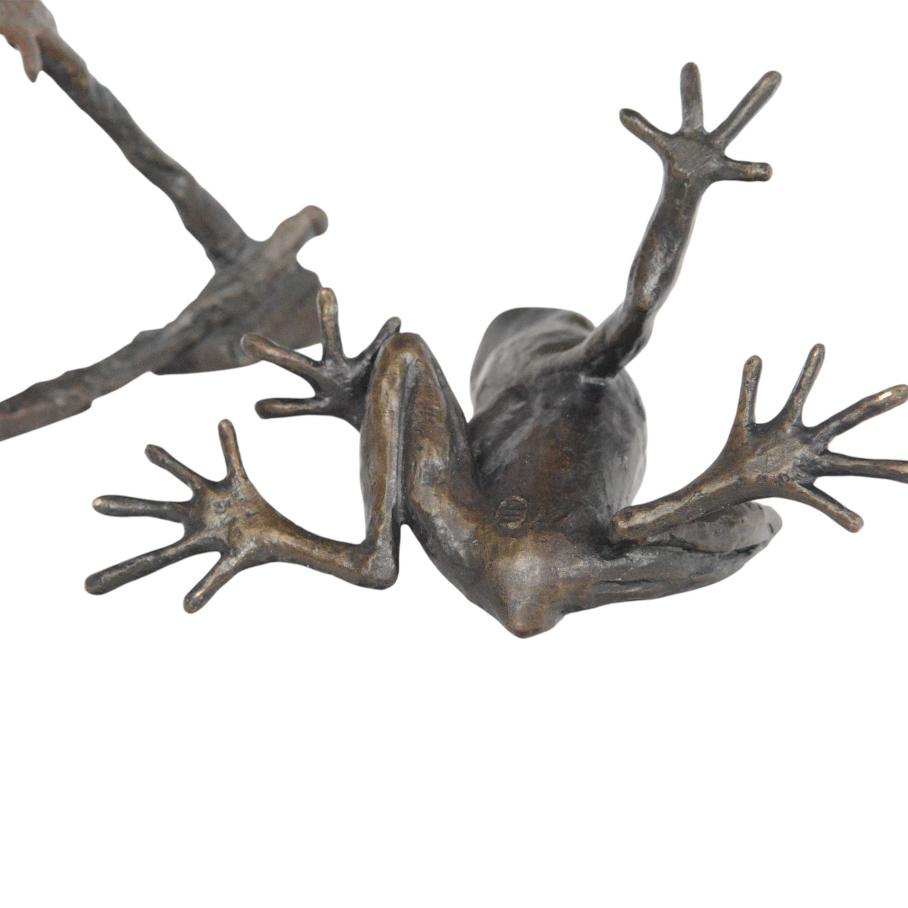 Michael Simpson (British Contemporary): Perching Frogs, set of three limited edition bronzes, monogrammed and numbered 62/100, 10/50 and 26/150, tallest H15cm 