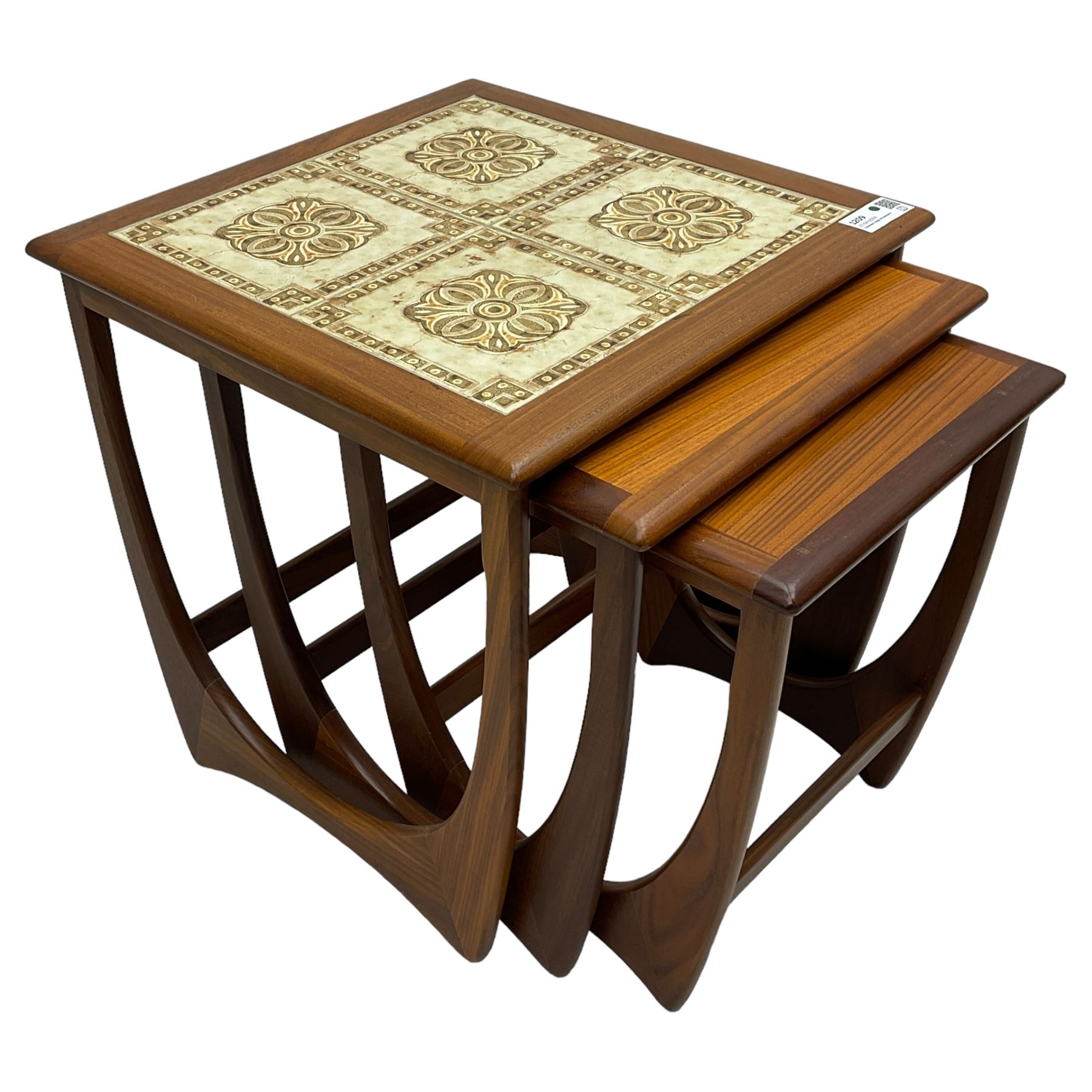 GPlan 'Astro' nest of three teak occasional tables, the largest with
