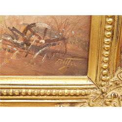 Ritton (20th century): Hunting Scenes Dawn and Dust, pair oil on canvas signed 29cm x 39cm (2)