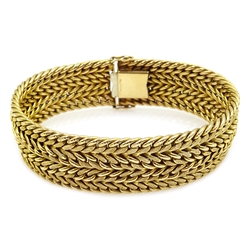  9ct gold wheat chain bracelet, hallmarked, approx 37.2gm  
