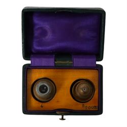 19th century brass monocular microscope by Hartnack & Prazmowski, in fitted case incscribed David Marr London, with two eyepieces, together with two further brass monocular microscopes