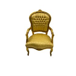 French style gilt armchair, upholstered seat and back