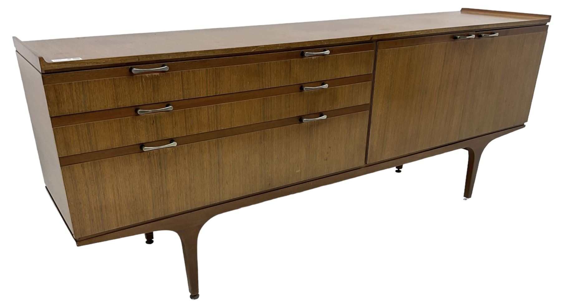 Meredew - mid-20th century teak sideboard, fitted with three drawers and two cupboards