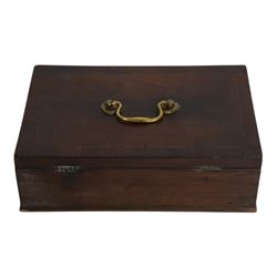 Victorian papier mache blotter folder hand painted floral detail the other with mother of pearl inlaid detail, together with an artist's painting box, the hinged lid opening to reveal a tray of ceramic paint cup, with draw beneath, artist box H8cm, L24cm