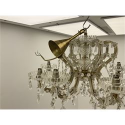 Late 20th century, cut and moulded glass chandelier, fitted with eight serpentine branches 