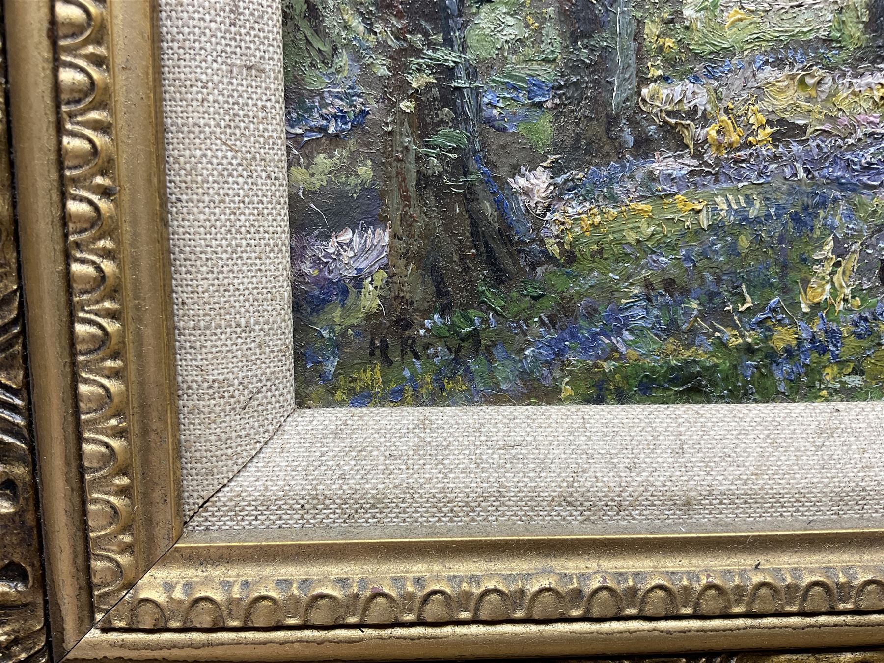 Herbert F Royle (British 1870-1958): The Bluebell Wood, oil on board signed 28cm x 33cm