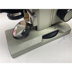 Four microscopes, comprising Nomo Biolam, RCS Zoo Lab 240, R Beck no 13756 and one other