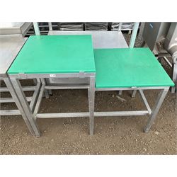 Aluminium framed two height tiered preparation table with poly top - THIS LOT IS TO BE COLLECTED BY APPOINTMENT FROM DUGGLEBY STORAGE, GREAT HILL, EASTFIELD, SCARBOROUGH, YO11 3TX