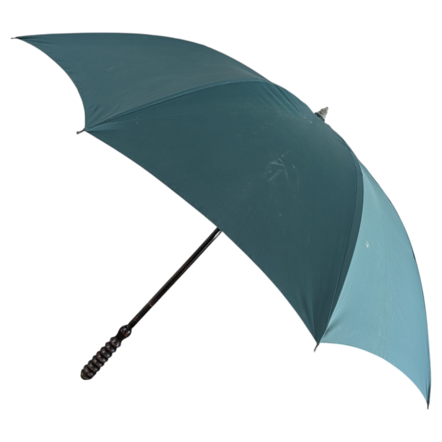 Three  Edwardian coachman's umbrellas with turned wooden handles, tallest H128cm