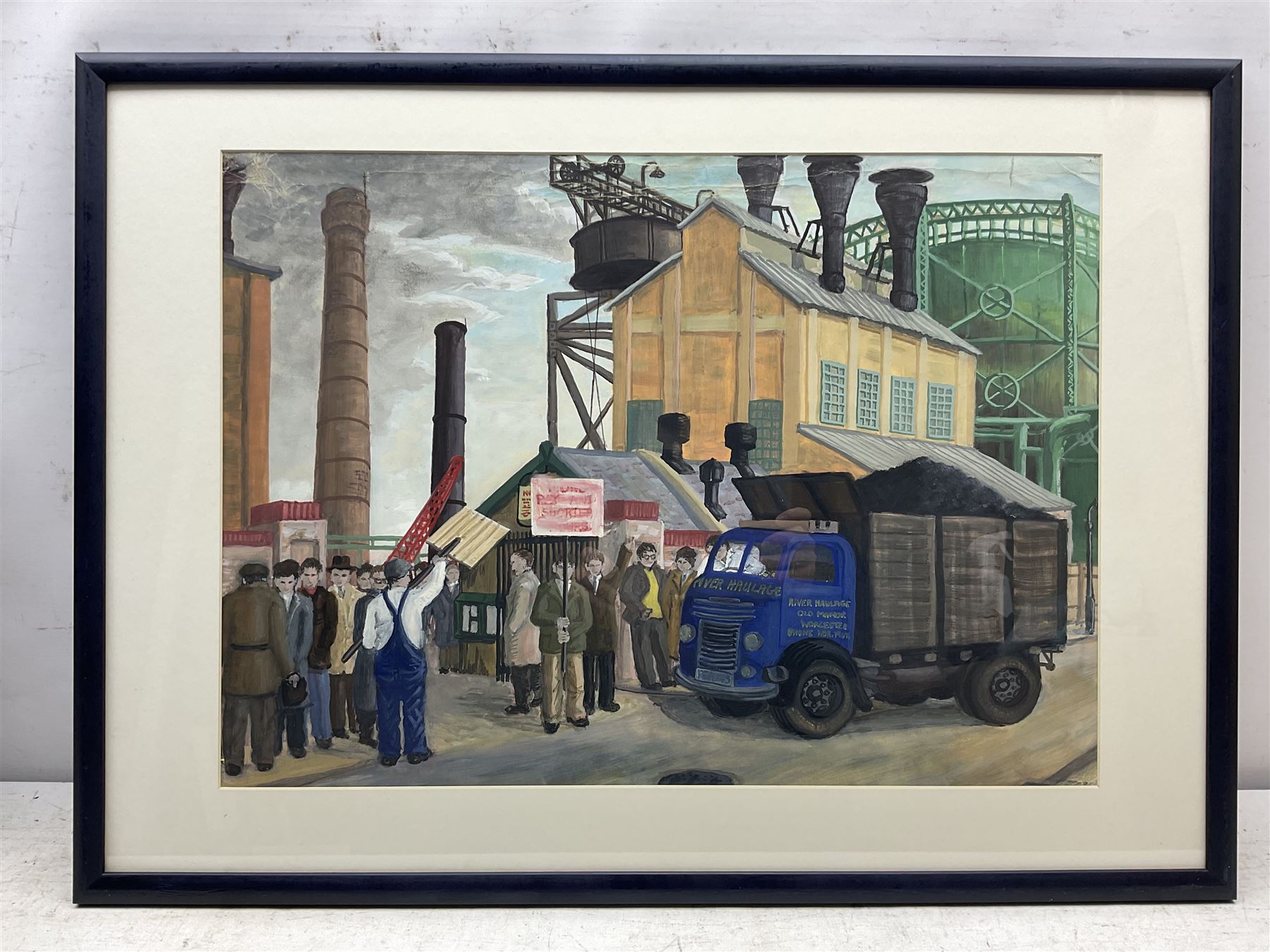 Malcolm David Thackwray (British 1943-2015): 'Woking Gas Works Strike 1959', gouache, signed titled and dated verso 40cm x 59cm