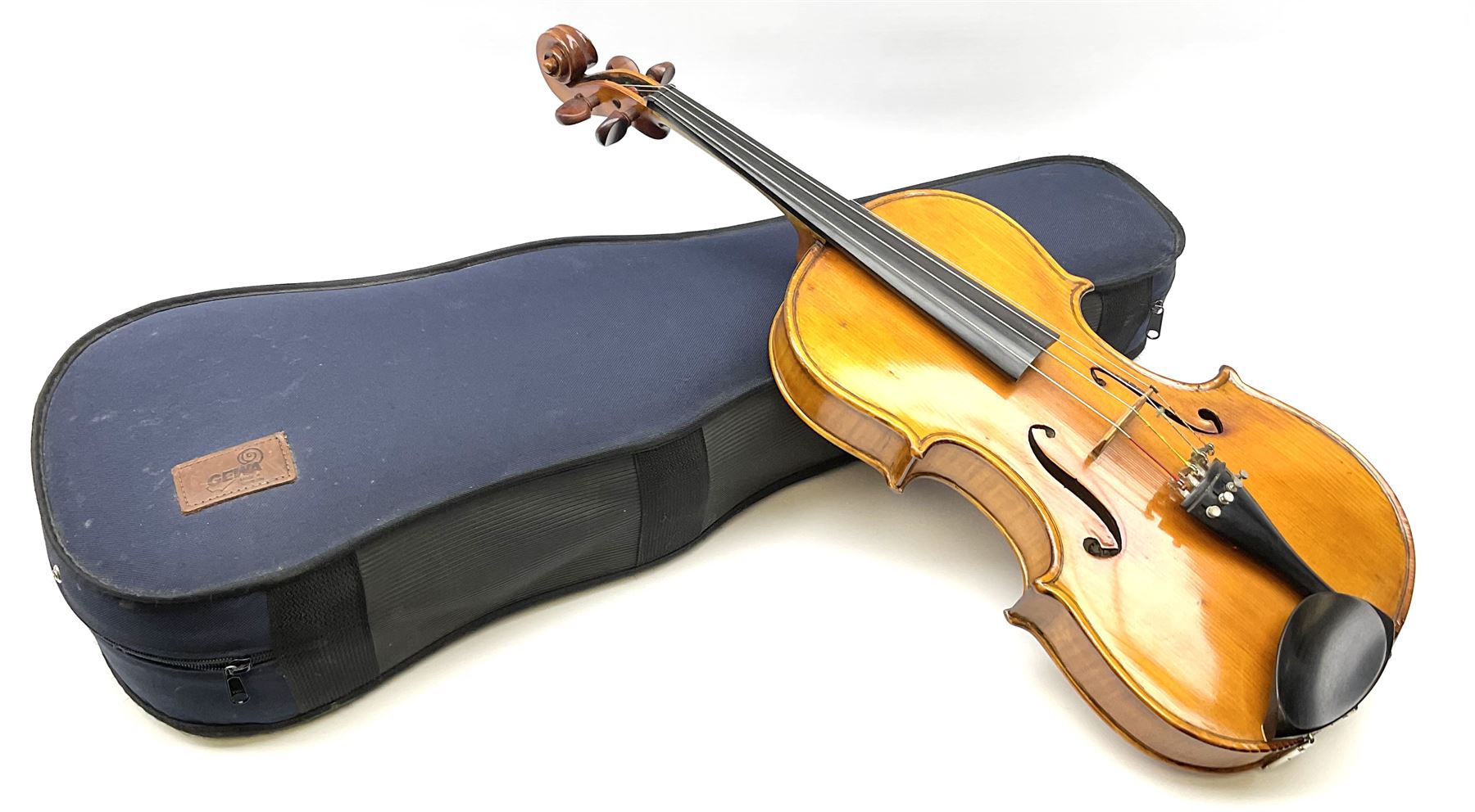 1920s continental large viola with 42cm two-piece maple back and ribs and wide grain sprucewood top with guarnerie sound holes, bears label 'Werner Alajos Budapest', overall length 69cm; in modern carrying case