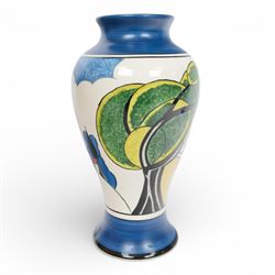 Wedgwood Bizarre by Clarice Cliff, Mei Ping vase, May Avenue hand painted based upon an original, limited edition 61/250, with certificate and box, H31cm 