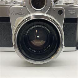 Zeiss Ikon Contarex Bullseye camera body, serial no. T92257, with 'Carl Zeiss planar 1:2 50mm' lens, serial no. 2374659, in Contarex ever ready case