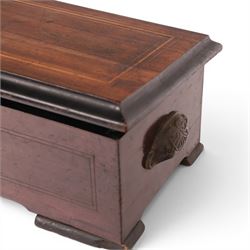 Swiss-Late 19th-century musical box playing ten airs, 62 tooth steel comb and brass cylinder, crank operated going barrel with a jewelled governor, with original tune sheet, W60cm