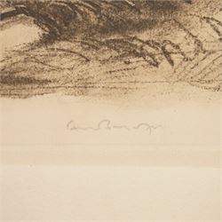 'Frank Brangwyn - Twenty Graphic Works' partial portfolio by Artur Wolf Verlag, to include 'Santa Maria della Salute' 'The Coronation of King Edward VI in Westminster Abbey' 'Study for King John Signing the Magna Carta' 'Train Station - Gare du Nord' 'Locomotive - Gare du Nord' 'The Drinkers' 'The Storm' 'Old Hammersmith' and 'Decorative Drawing for The Daily Chronicle', one lithograph two etchings and six photomechanical lithographics, three signed max 42cm x 33cm (9) (unframed)
Notes: Verlag's limited edition portfolio was originally released in 1921. This copy is marked as no. 81.