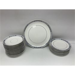 Royal Worcester Beaufort tea service, comprising teapot, milk jug, open saucier, eleven teacups, twelve saucers, eight dessert plates and one cake plate