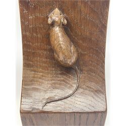 Pair 'Mouseman' tooled oak bookends carved with mouse signature, by Robert Thompson of Kilburn 