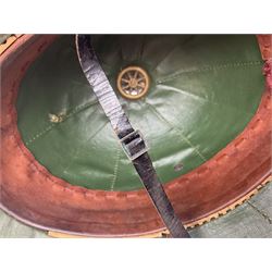 Police - Victorian turned hardwood truncheon with traces of decoration and VR cypher L42cm; Humberside Police helmet with Queens Crown helmet plate; hand lamp inscribed 'The Inspector'; and small pair of pewter figures of police officers (5)