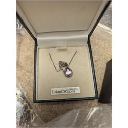 Collection of Masonic jewels, including silver example, together with military pin badges, two silver necklaces and other collectables