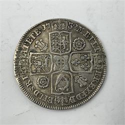 King George II 1732 silver half crown coin