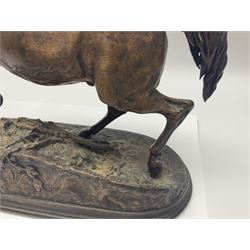 After P J Mene, bronze figure of a horse on a stepped oval base, H31cm 