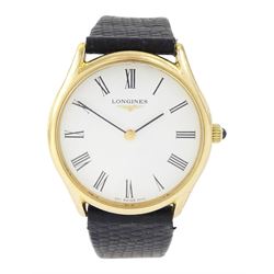 Longines gentleman's 9ct gold manual wind wristwatch, Cal. L847.4, white dial with Roman h...