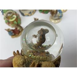 Twelve Border Fine Arts The World of Beatrix Potter and Peter Rabbit Collection figures, including Musical Tailor of Gloucester, Peter Rabbit with Miniature Waterball, Peter Hid in a Flowerpot trinket box, Jemima Puddle Duck with Herbs and Gentleman Mouse, etc