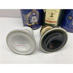 Bells, Scotch whisky, in seven Wade ceramic decanters, including Christmas 1988, 1989, 1990, 1991 etc
