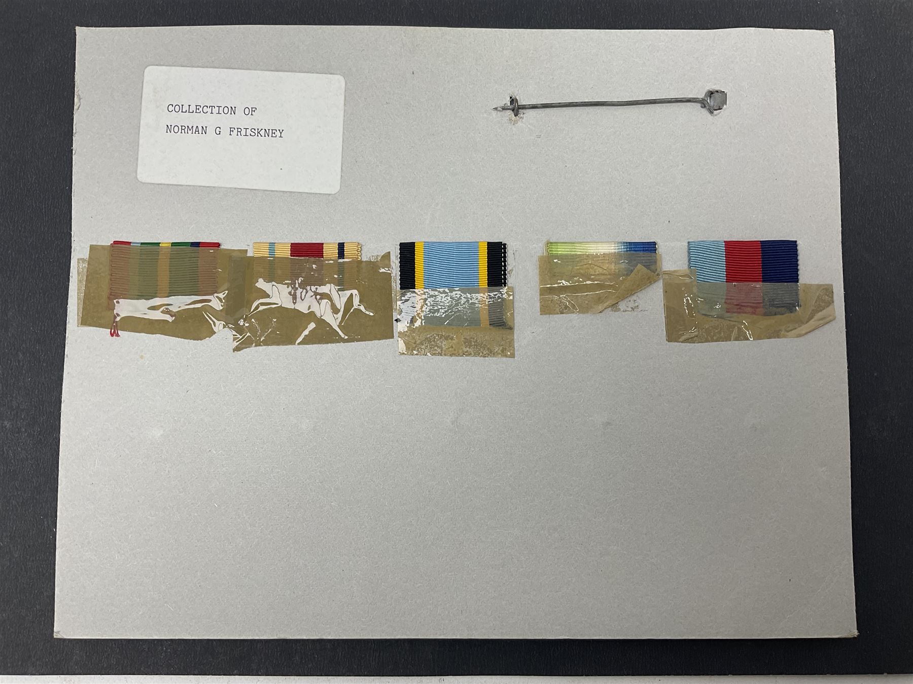 Representative display of WWII Campaign stars comprising 1939-1945 Star, Atlantic Star, Air-Crew Europe Star, Africa Star and Pacific Star; together with the corresponding group of miniatures; all with ribbons