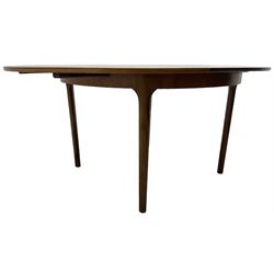 McIntosh - mid-20th century teak extending dining table, pull-out action with fold-out leaf
