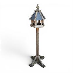 Timber and slate bird table