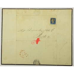  Queen Victoria 1840 2d blue on mourning cover, red MX  