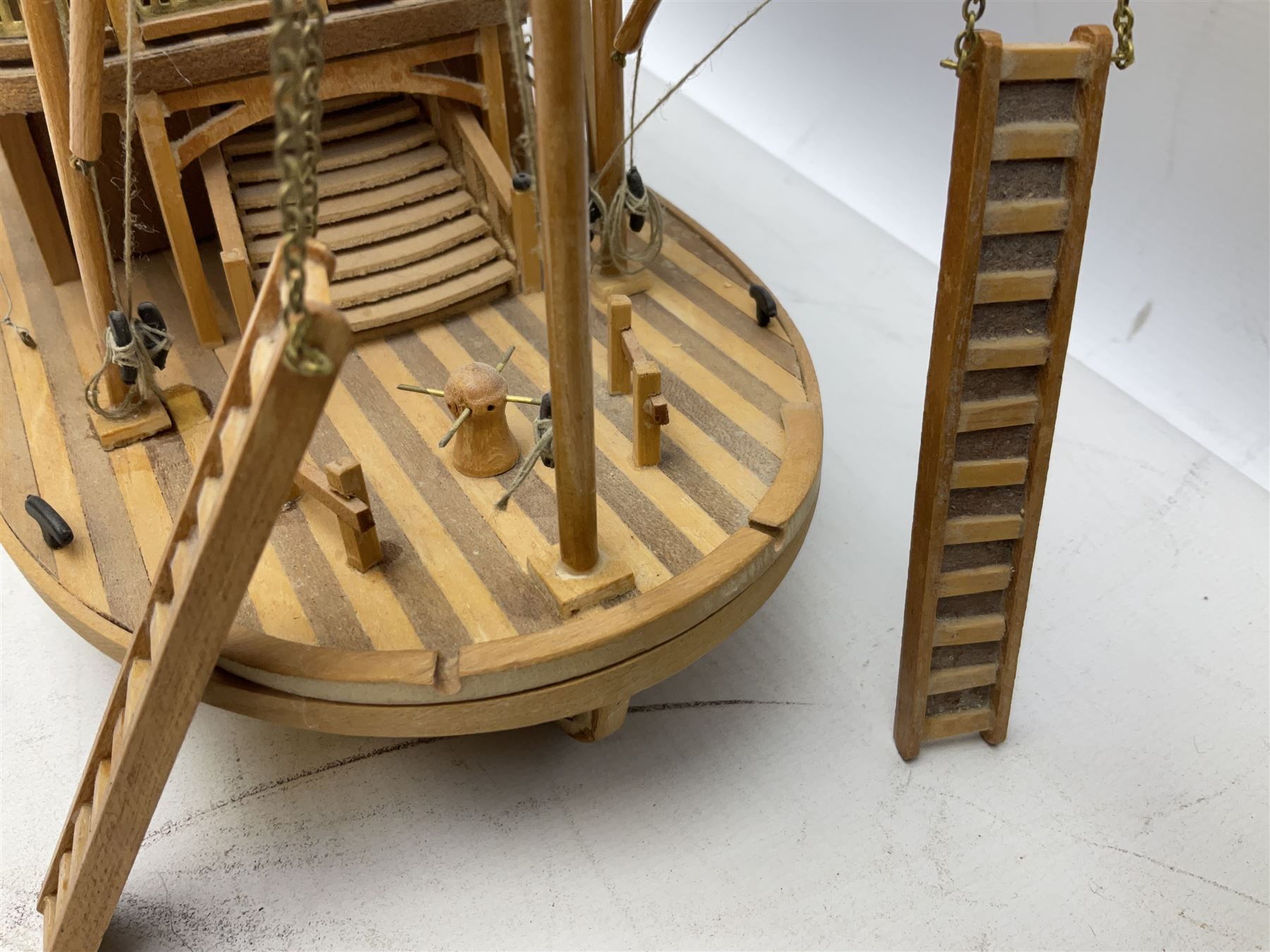 Hand built model of a river paddle steamer 'King of the Mississippi' and a sailing ship with three masts and unfurled sails, largest example H80cm, L101cm