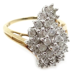  9ct gold diamond cluster ring, hallmarked  